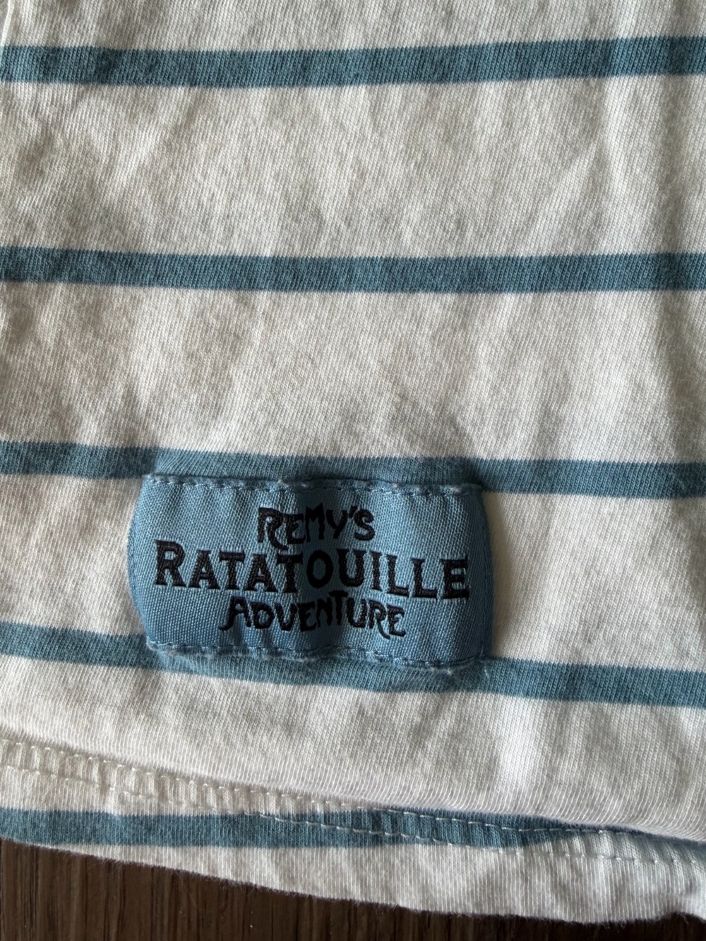 Disney Striped Blue & White Pocket Tee — Ratatouille Patch - Picture 5 of 8